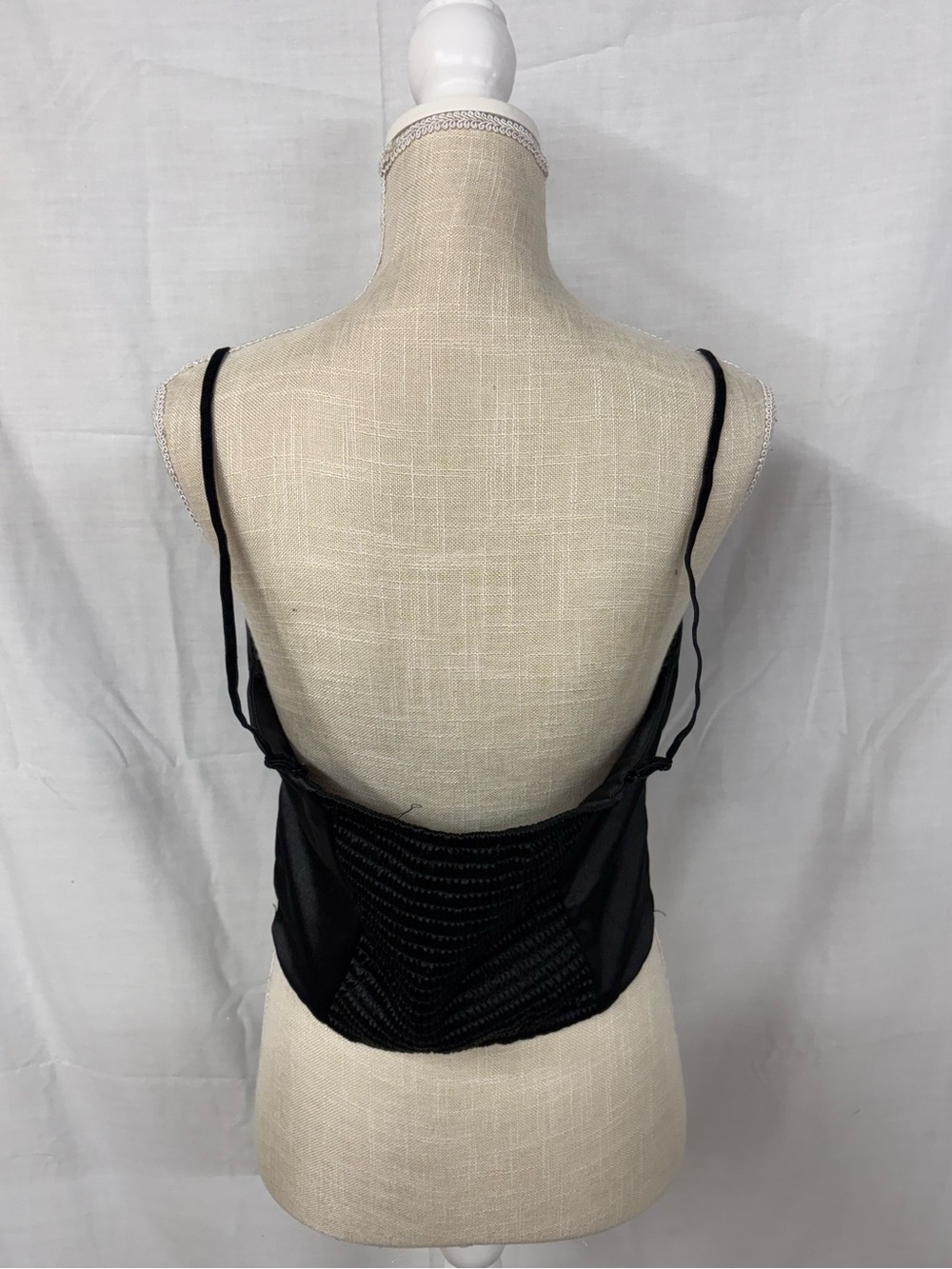 Black Satin Wild Fable Corset Top with Pink Rose Embellishments Summer - Picture 4 of 13